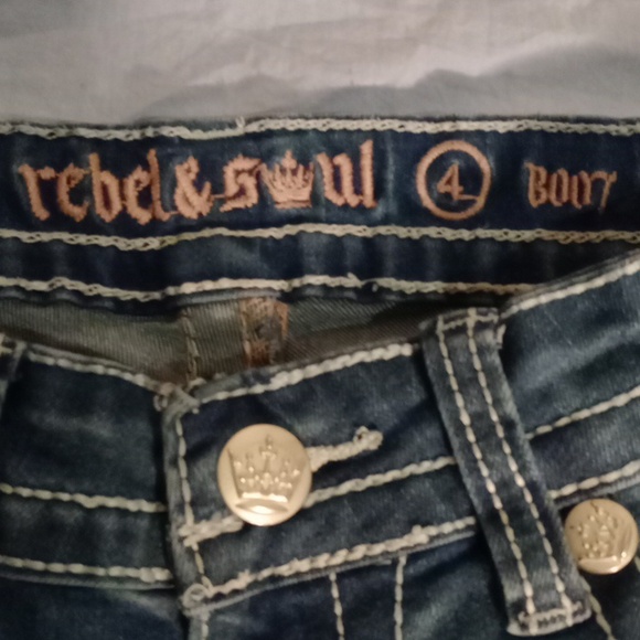 Rebel& Soul Blue Boot Cut Denim with Vintage Fading, Size 4 - Picture 2 of 11